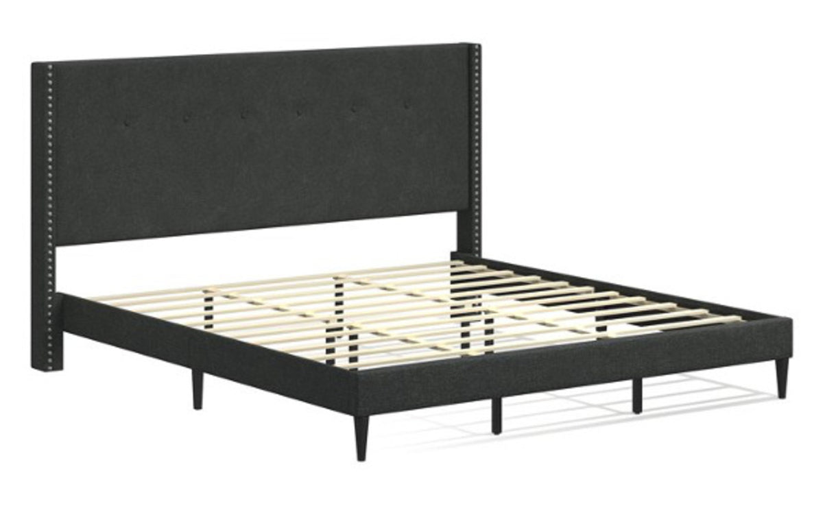 MCM Wingback King Platform Bed (Gray)
