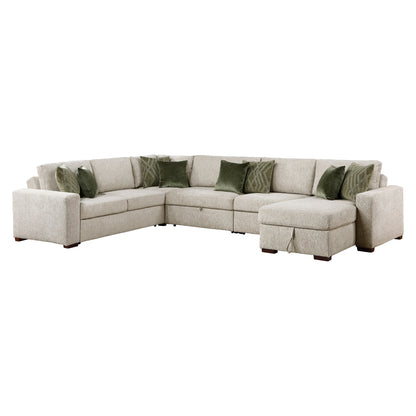 Isla 5-Piece Sectional with Reversible Chaise, Pull-out Bed, Hidden Storage and Click Motion Back