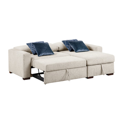 Isla 2-Piece Sectional with Reversible Chaise, Pull-out Bed and Hidden Storage, Click Motion Back