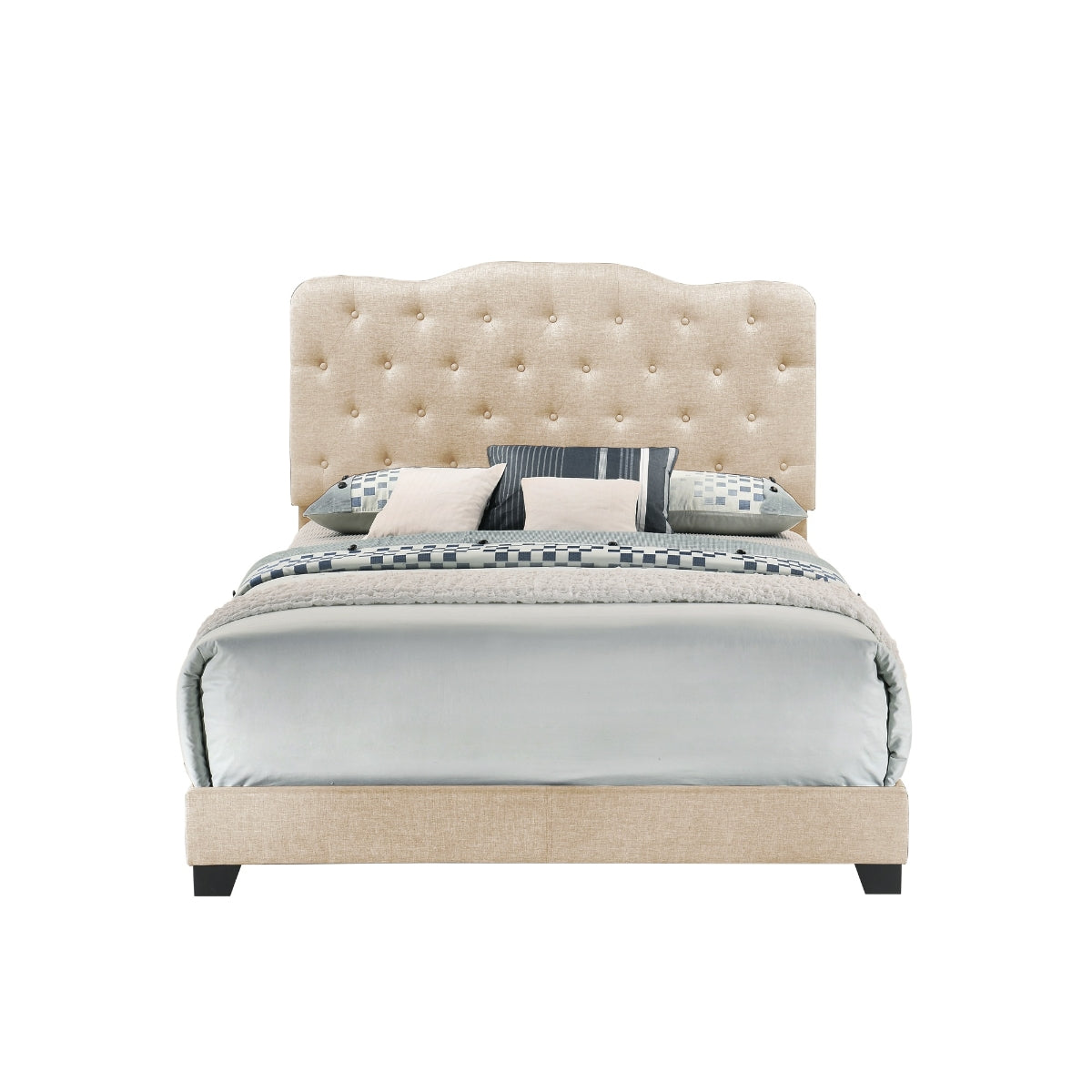 King Uphl Bed W/ Beige Color