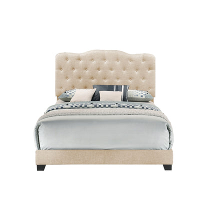 King Uphl Bed W/ Beige Color