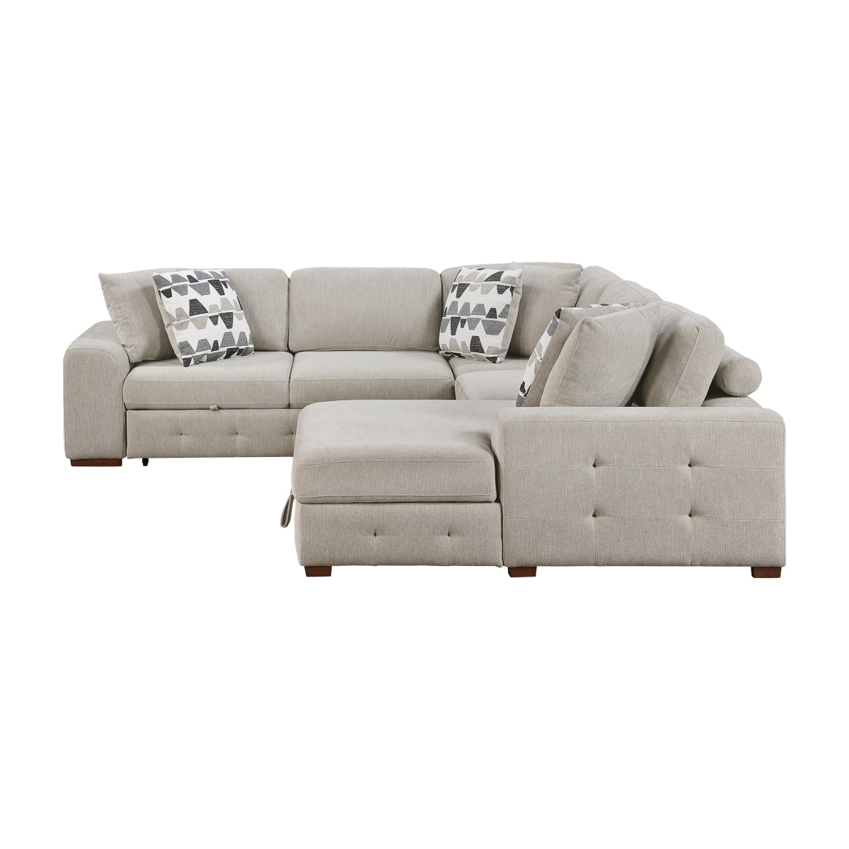 Raife 4-Piece Sectional with Right Chaise and Pull-out Bed