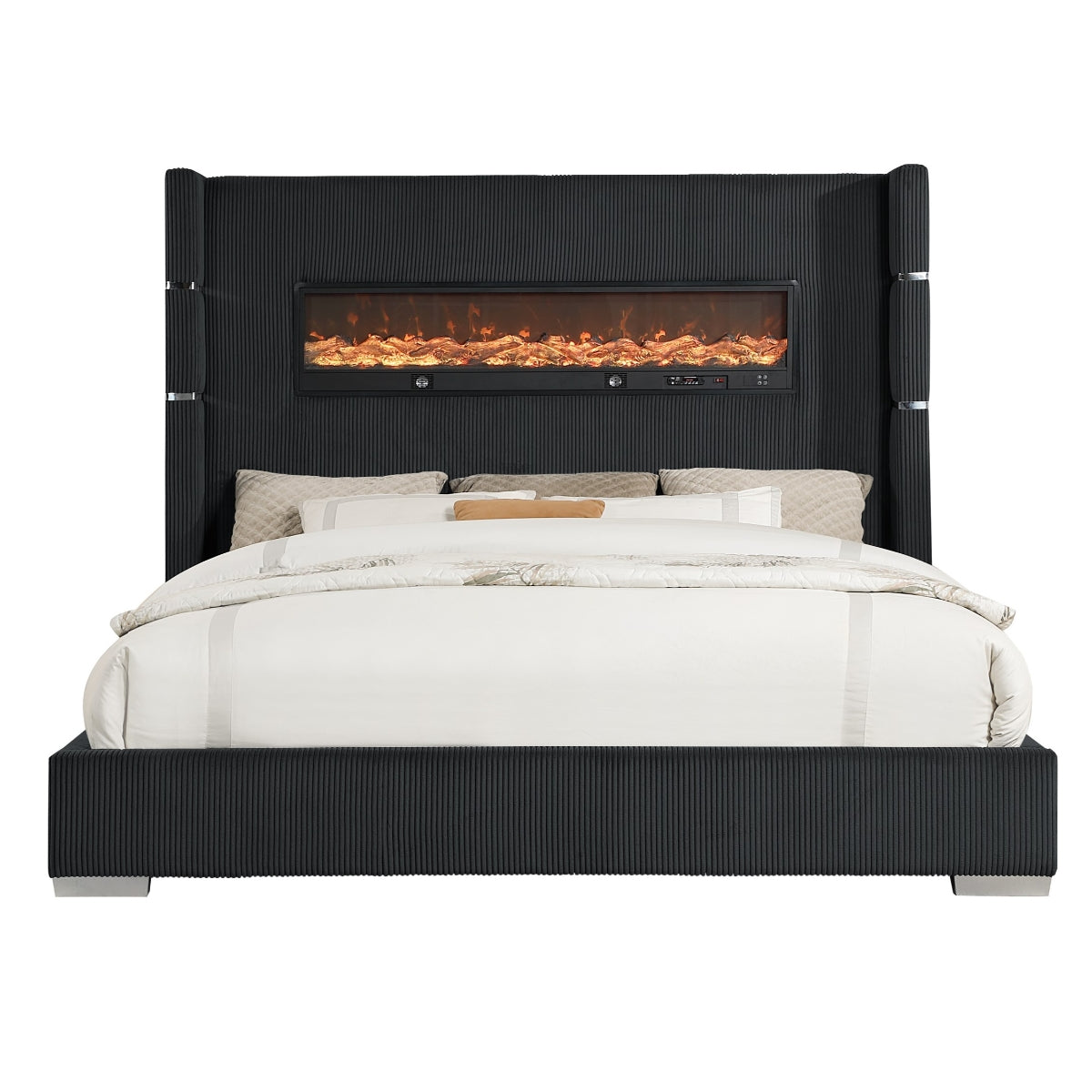 Vadra Uphl Qn Bed W/ Fireplace Display