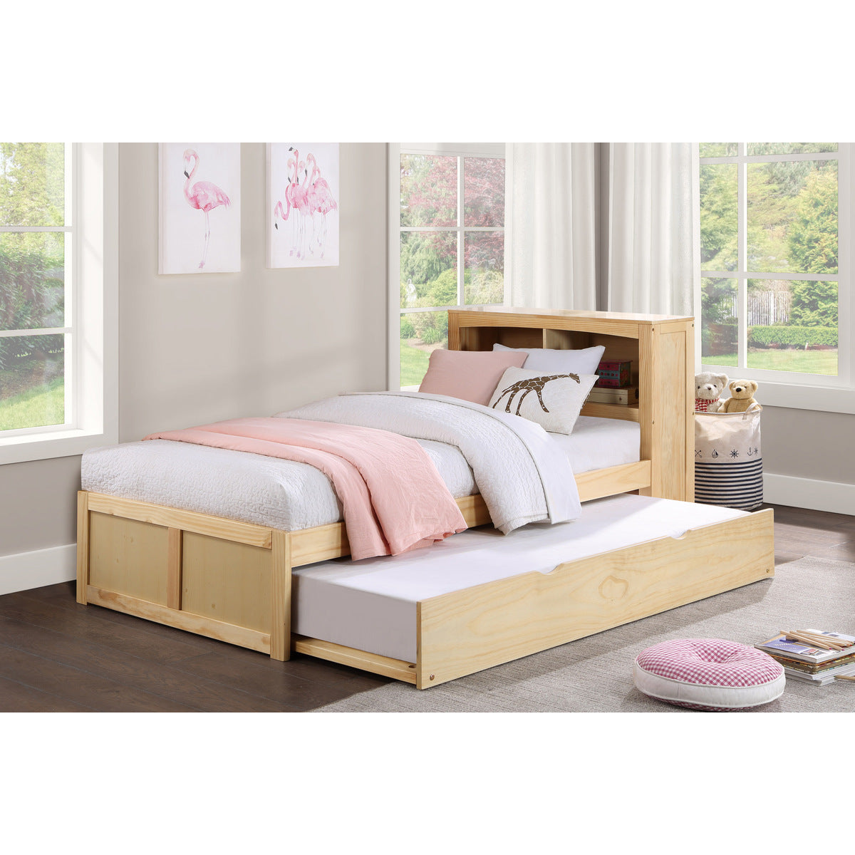 Bartly Twin Bookcase Platform Bed with Twin Trundle
