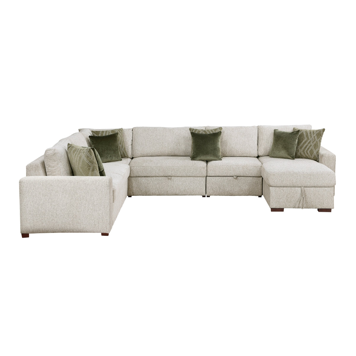 Isla 5-Piece Sectional with Reversible Chaise, Pull-out Bed, Hidden Storage and Click Motion Back