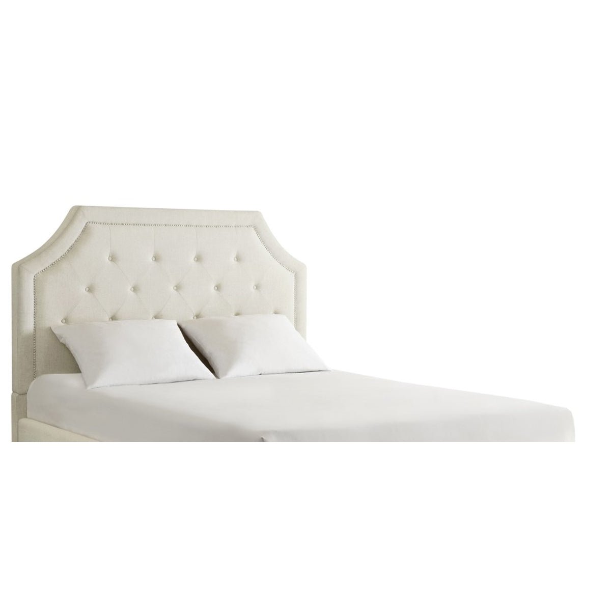 Queen Linen Hb W/ Nailhead In Cream Color
