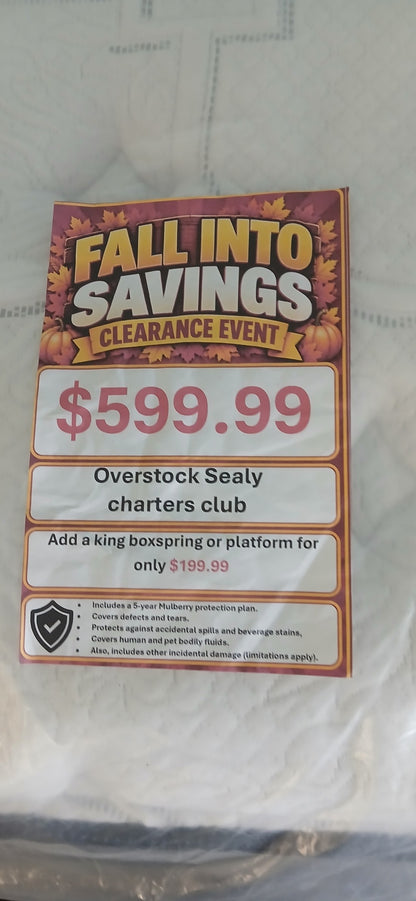 Overstock Sealy Charter Club King Mattress - price tag close-up
