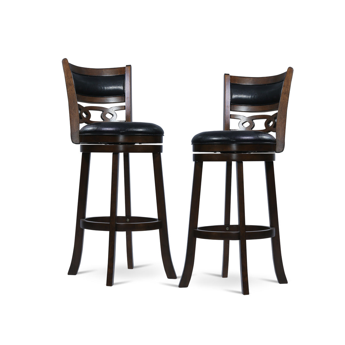 29" Swivel Bar Stool W/Black Pu Seat