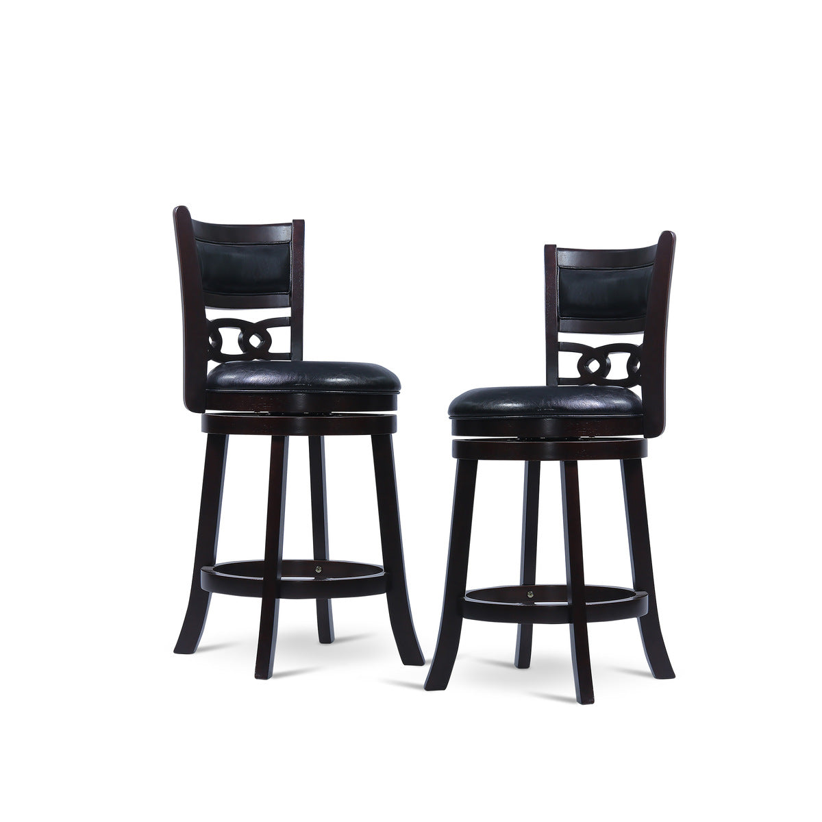 24" Counter Swivel Stool W/Black Pu Seat