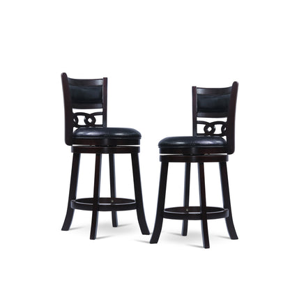 24" Counter Swivel Stool W/Black Pu Seat