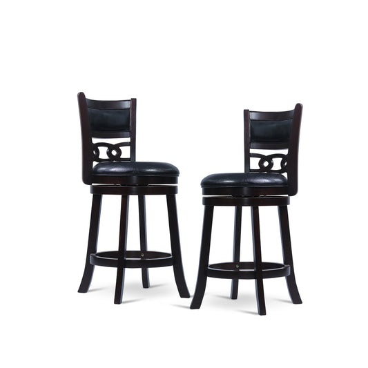 24" Counter Swivel Stool W/Black Pu Seat