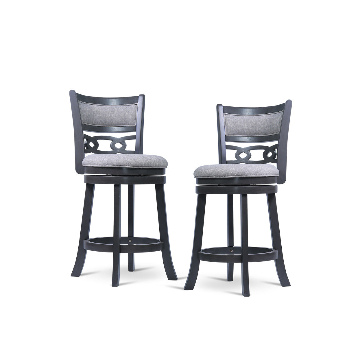 24" Counter Swivel Stool W/Gray Fabric Seat