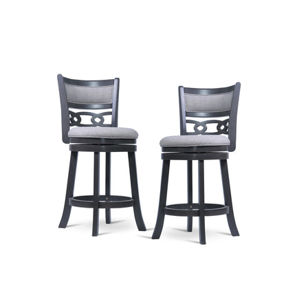 24" Counter Swivel Stool W/Gray Fabric Seat