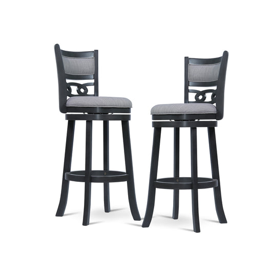 29" Swivel Bar Stool W/Gray Fabric Seat
