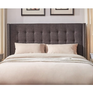 Dark Grey Linen Queen Wingback Hb