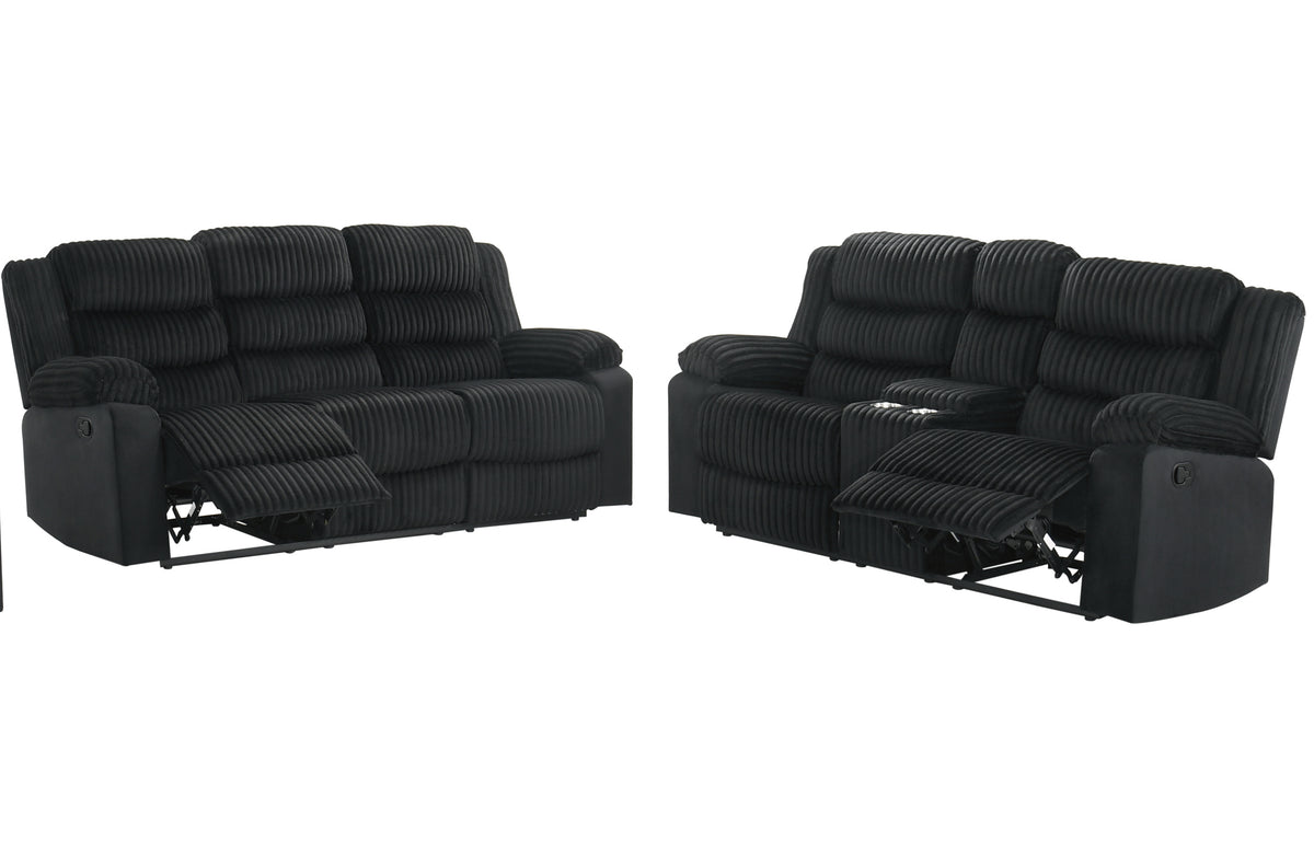 Max Reclining Sofa & Loveseat (Black)