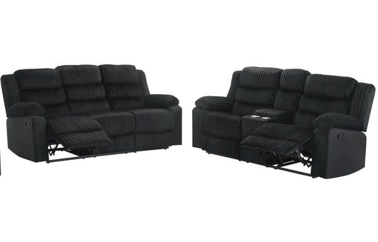 Max Reclining Sofa & Loveseat (Black)