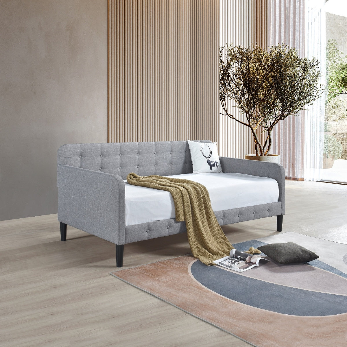 Daybed W/Button Tufted, Gray