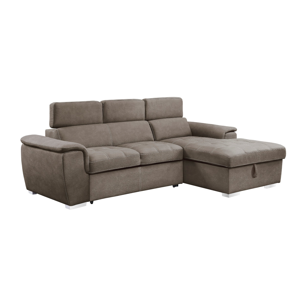 Ferriday 2-Piece Sectional with Adjustable Headrests, Pull-out Bed and Right Chaise with Hidden Storage