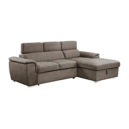 Ferriday 2-Piece Sectional with Adjustable Headrests, Pull-out Bed and Right Chaise with Hidden Storage