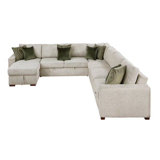 Isla 5-Piece Sectional with Reversible Chaise, Pull-out Bed, Hidden Storage and Click Motion Back