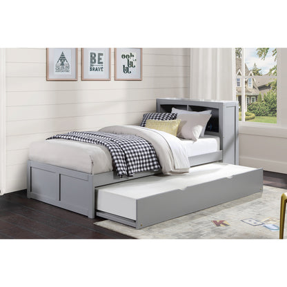 Orion Twin Bookcase Platform Bed with Twin Trundle