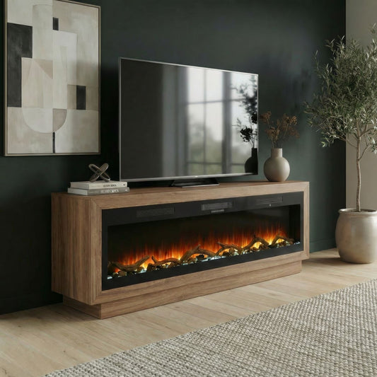 Fireplace TV Consoles 791 79 Inch Console w/ Driftwood Fire FTSD