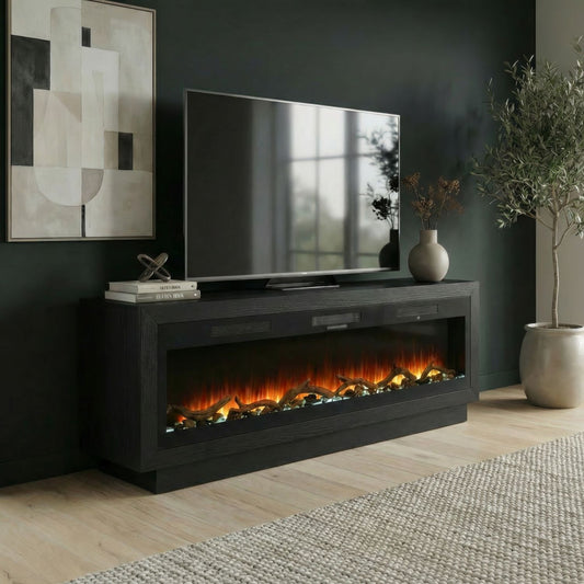 Fireplace TV Consoles 791B 79 Inch Console w/ Driftwood Fire FTSD
