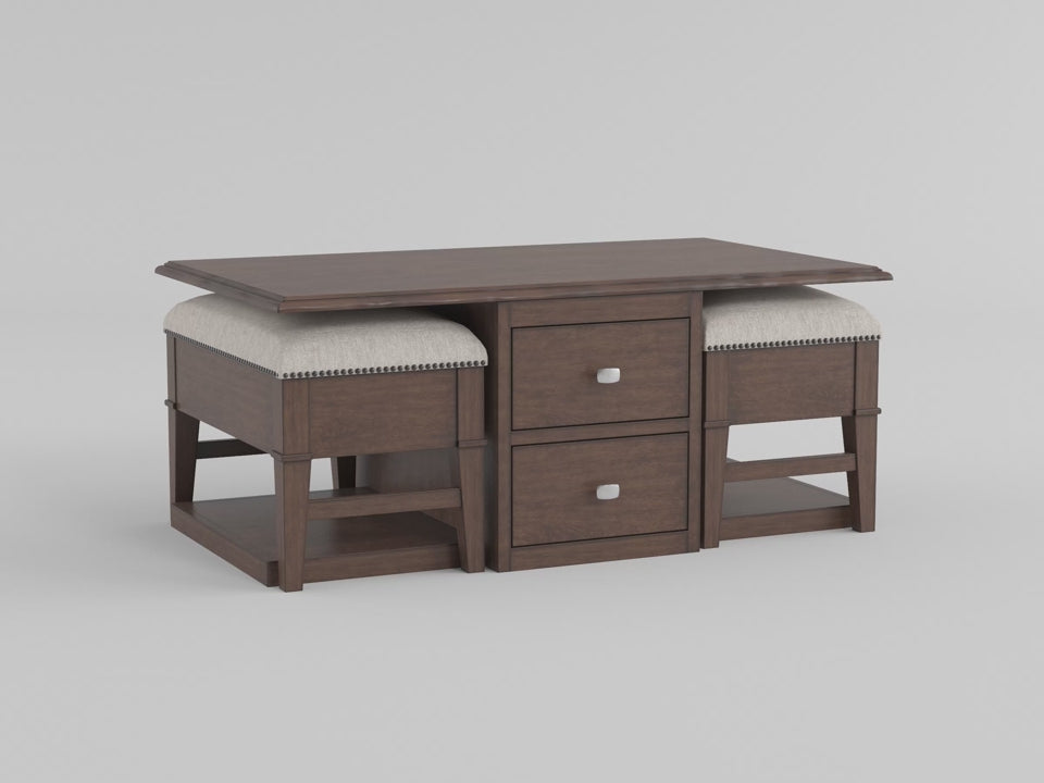 Claremore Cocktail Table with Two Ottomans video