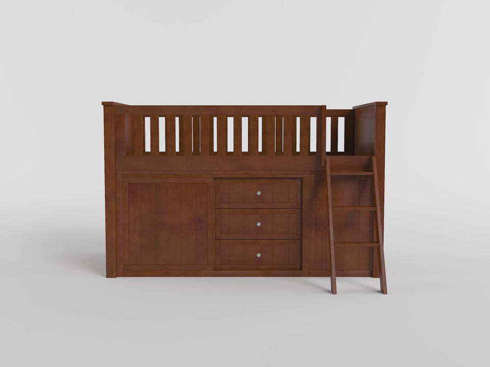 Rowe Low Loft Bunk with Bookcase and Dresser video