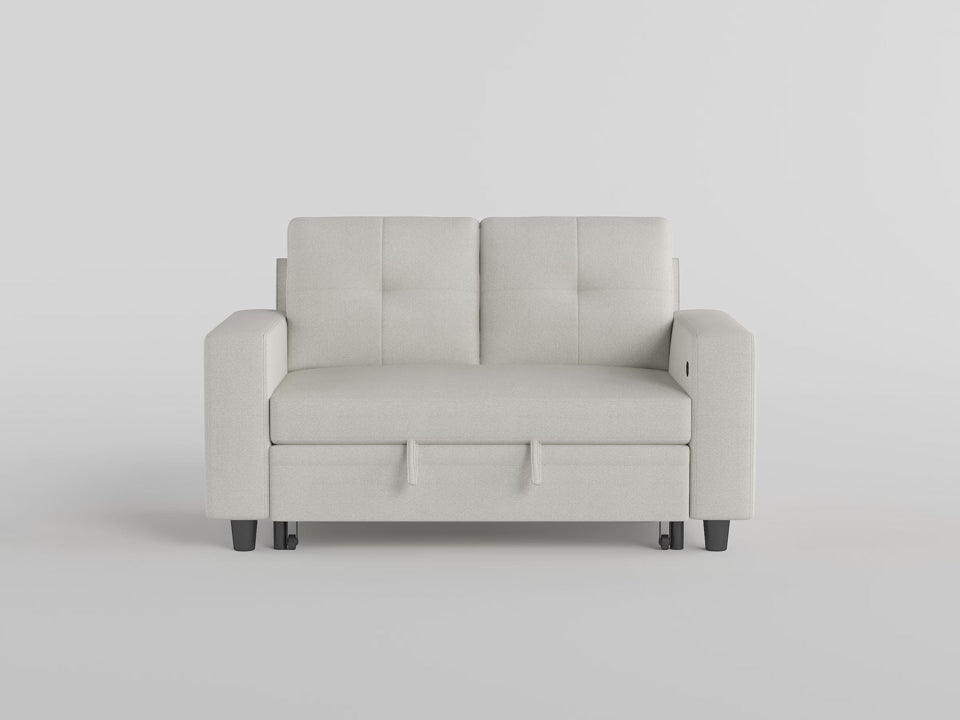 Robinson Love Seat with Pull-out Bed, Shelves and Charging Ports video
