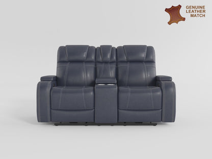 Keziah Power Double Reclining Love Seat with Center Console, Power Headrests and Storage Arms video
