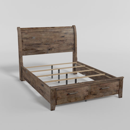 Jerrick Sleigh Platform Bed with Footboard Storage video