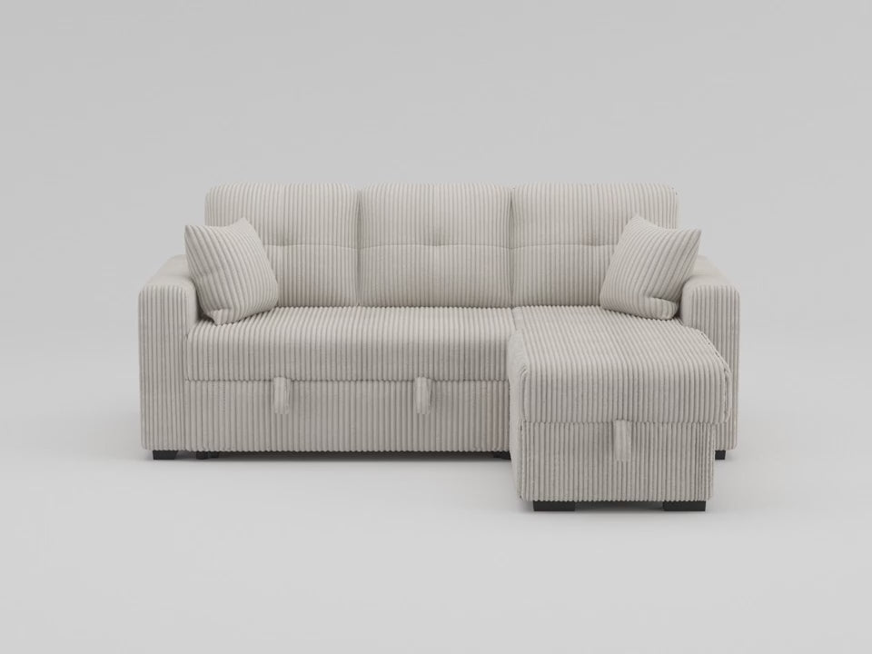 Rhett 3-Piece Reversible Sectional with Pull-out Bed and Hidden Storage video