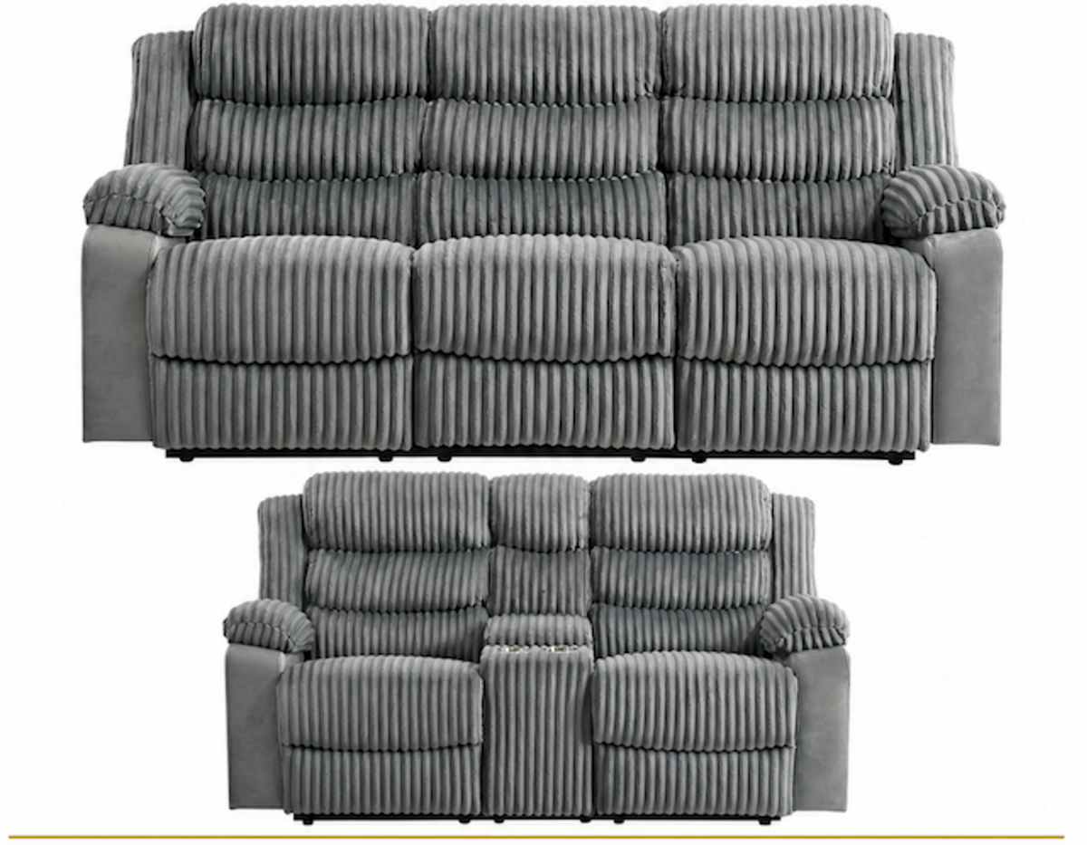Max Reclining Sofa & Loveseat (Gray)